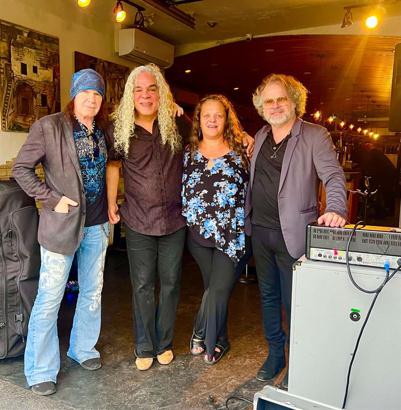 The members of Ramblin Soul' together at a venue before a show