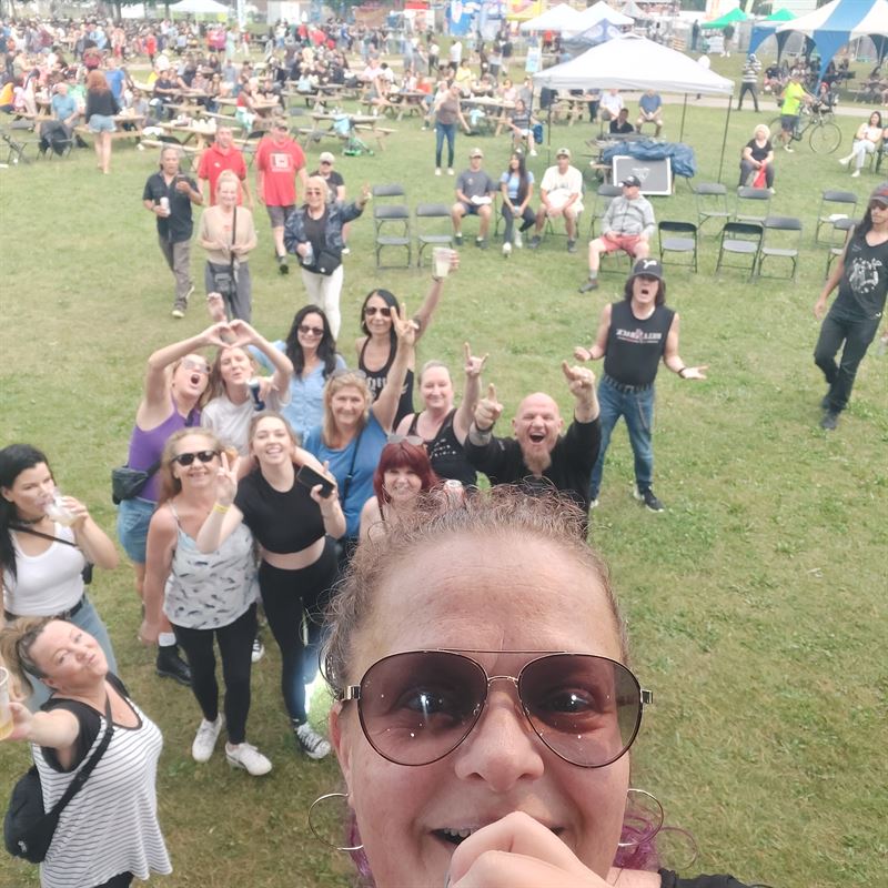 Selfie with a cheering festival crowd